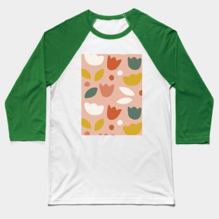 Blush Tulips Pattern Baseball T-Shirt